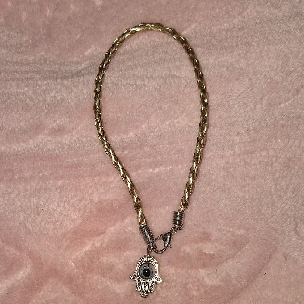 Gold Hamsa Charm Bracelet with Intricate Design